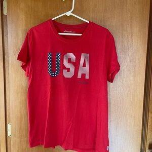 Ladies Eddie Bauer Red Graphic Tee